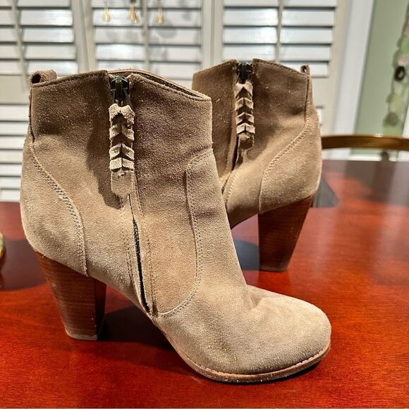 Joie Tan Suede Leather Booties Size 8 - Picture 3 of 11